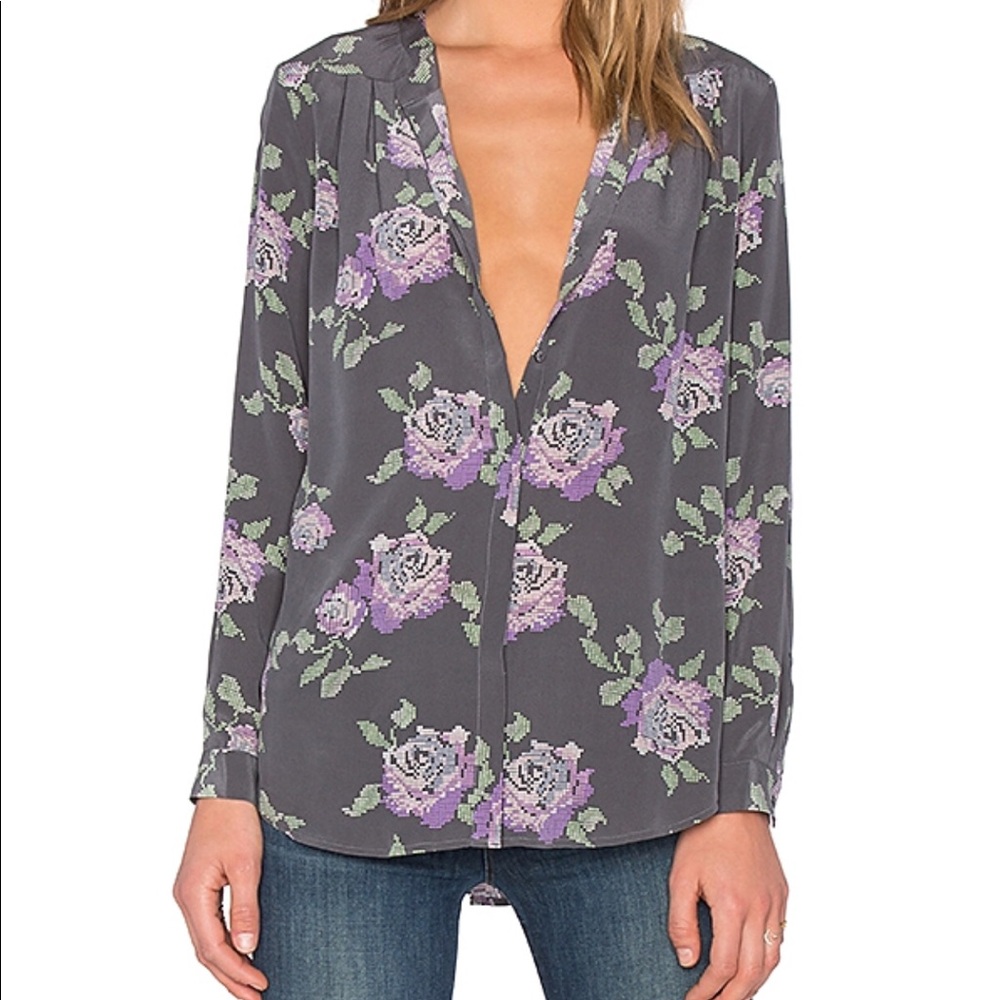 Digital Roses Arnica Blouse in Steel